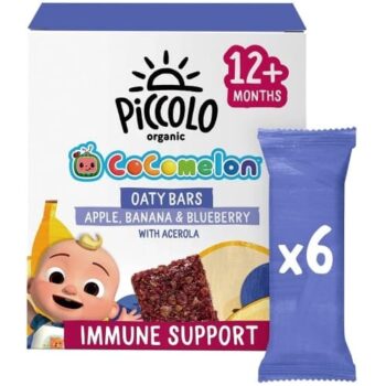 Piccolo Organic Cocomelon Oaty Bars Apple Banana & Blueberry with Acerola 12+ Months (6 x 23g)