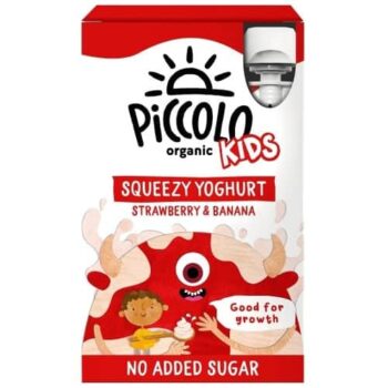 Piccolo Organic Squeezy Yogurt Strawberry & Banana Kids (4 x 90g)