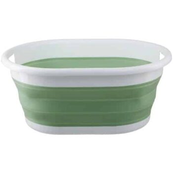 Premier Housewares Collapsible Laundry Basket in Green & White Medium