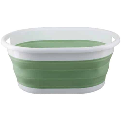 Premier Housewares Collapsible Laundry Basket in Green & White Medium