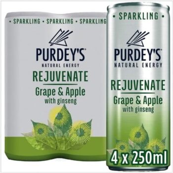 Purdey's Natural Energy Rejuvenate Grape & Apple Drink with Ginseng (4 x 250ml)