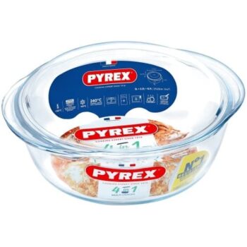 Pyrex Clear Glass Round Casserole Dish with (3 Litre)