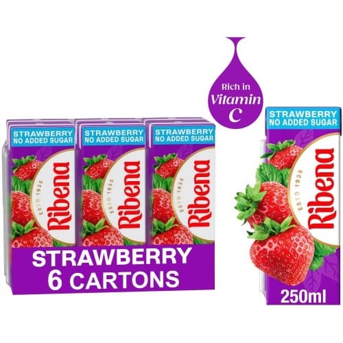 Ribena Strawberry Juice Cartons No Added (6 x 250ml)