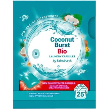Sainsbury's Coconut Burst Bio Laundry Capsules 25 Washes