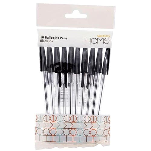 Sainsbury's Home Black Ballpoint Pen (10)