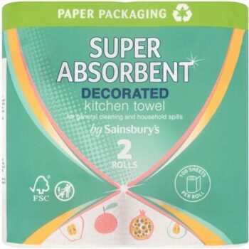Sainsbury's Super Absorbent Decorated Kitchen Towel 2 Rolls