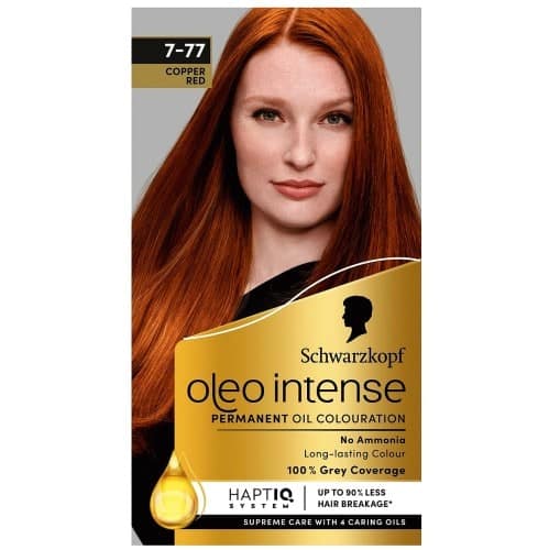 Schwarzkopf Oleo Intense Permanent Oil Colour 7-77 Copper Red Hair Dye