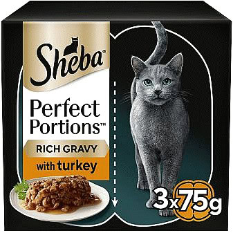 Sheba Perfect Portions Turkey in Rich Gravy Wet Cat Food (3 x 75g)