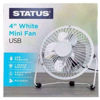 Status 4" White Mini USB Fan