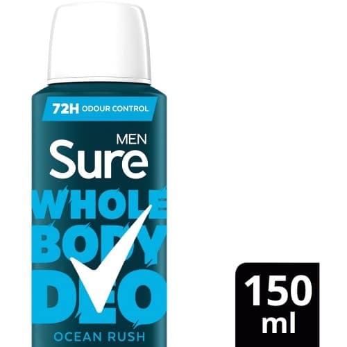 Sure Men Ocean Rush Whole Body Deodorant Spray 72h Odour Control (150ml)