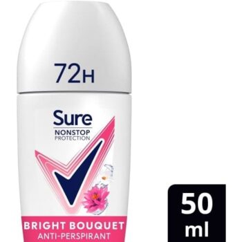Sure Women Nonstop Protection 72hr Antiperspirant Deodorant Roll On Bright Bouquet (50ml)