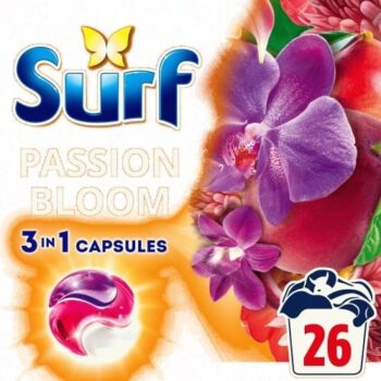 Surf 3 In 1 Laundry Washing Detergent Capsules Passion Bloom 26 Washes (449.8g)