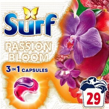 Surf 3 in 1 Laundry Washing Detergent Capsules Passion Bloom 29 washes