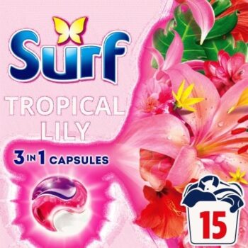 Surf 3 In 1 Laundry Washing Detergent Capsules Tropical Lily 15 Washes (259.5g)