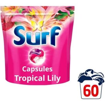 Surf 3 in 1 Laundry Washing Detergent Capsules Tropical Lily 60 washes (60w)