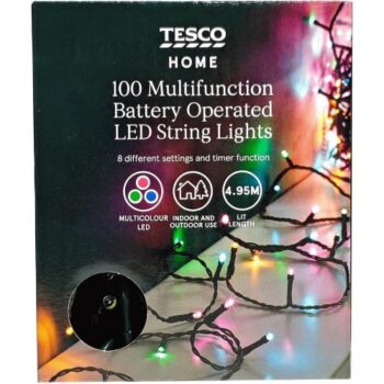 Tesco 100 Battery Multifunction Multicoloured Timer LED Christmas Lights