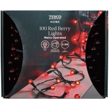 Tesco 100 Red Berry LED Christmas Lights