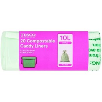 Tesco 20 Compostable Caddy Liners Tie Top (10 Litre)