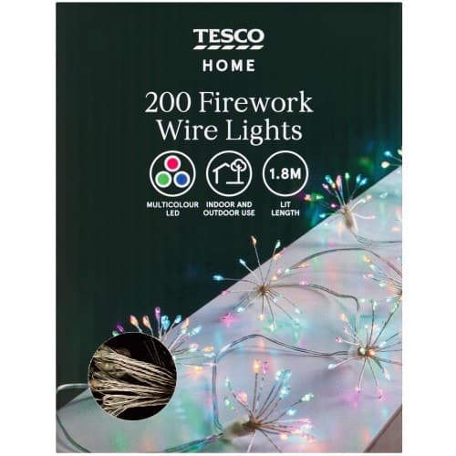 Tesco 200 Multicoloured Firework Wire LED Christmas Lights