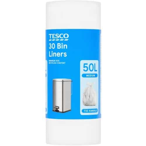 TESCO 30 TIE HANDLE BIN LINERS (50 Litre)