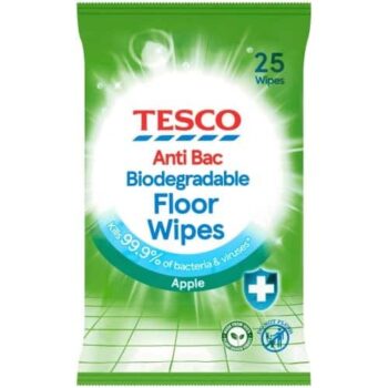 Tesco Antibacterial Biodegradable Floor Wipes Apple (25)