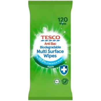 Tesco Antibacterial Multi Surface 120 Wipes Apple
