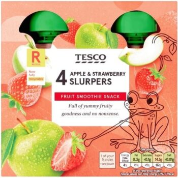 Tesco Apple & Strawberry Fruit Slurpers (4 x 90g)