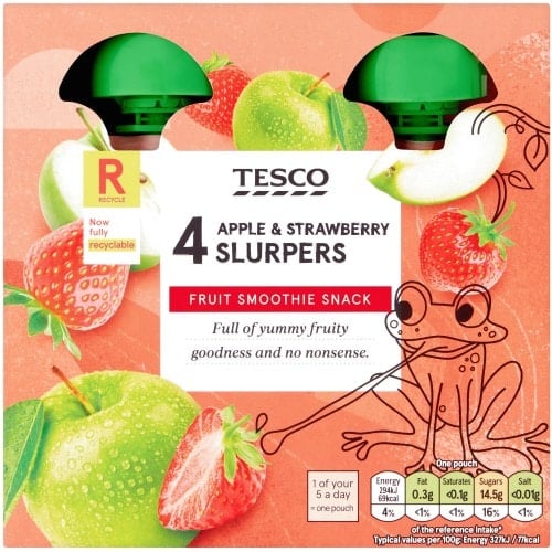 Tesco Apple & Strawberry Fruit Slurpers (4 x 90g)