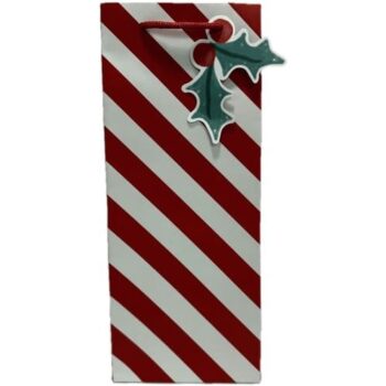 Tesco Candy Cane Stripe Christmas Bottle Bag