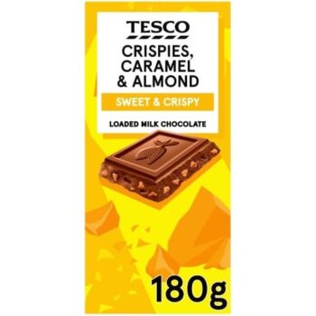 Tesco Crispies Caramel & Almond Loaded Milk Chocolate