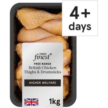 Tesco Finest British Free-Range Corn-Fed Chicken Thighs & Drumsticks (1kg)