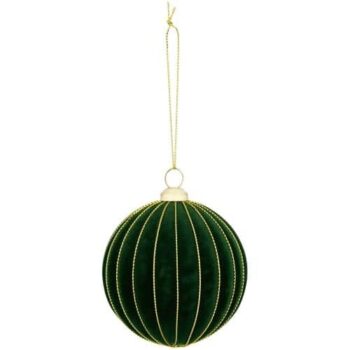 Tesco Green Burgundy Flocked Bauble Christmas Decoration Assortment