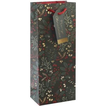 Tesco Green Foliage Christmas Bottle Bag