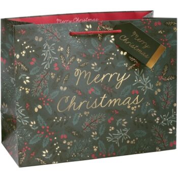 Tesco Green Foliage Large Christmas Gift Bag