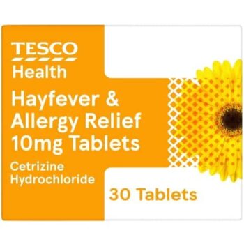 Tesco Health Hayfever and Allergy Relief Cetirizine Hydrochloride Tablets (30)