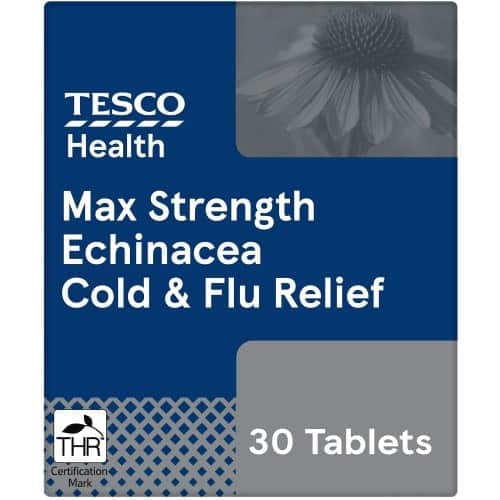 Tesco Health Max Strength Echinacea Cold & Flu Relief Tablets (30)