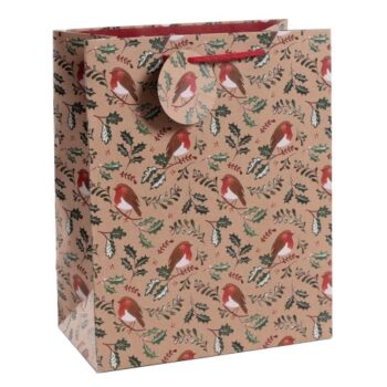 Tesco Kraft Robin Large Christmas Gift Bag