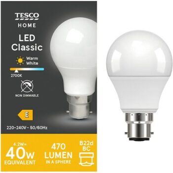 Tesco Led Classic Warm White Bayonet Cap Bulb