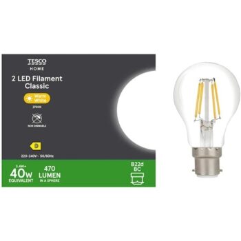 Tesco LED Filament Classic BC Warm White (2 x 40w)