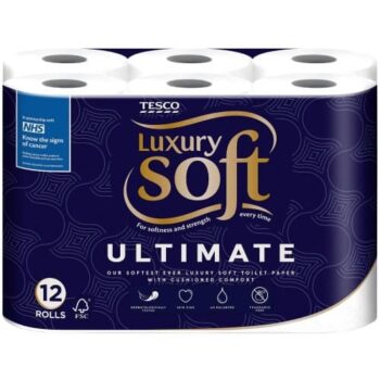 Tesco Luxury Soft Ultimate toilet tissue 12 long rolls
