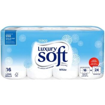 Tesco Luxury Soft White Toilet Tissue 16 Long Rolls