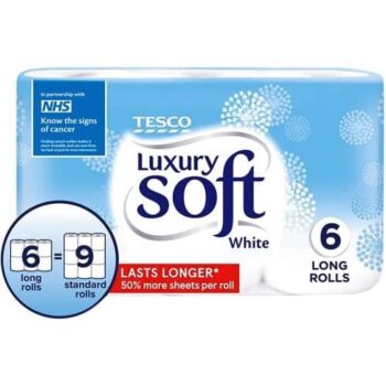 Tesco Luxury Soft White Toilet Tissue 6 Long Rolls