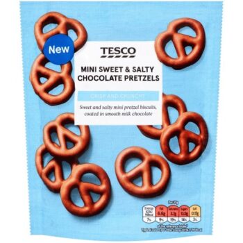 Tesco Mini Sweet & Salty Chocolate Pretzels Biscuit Pouch (90g)