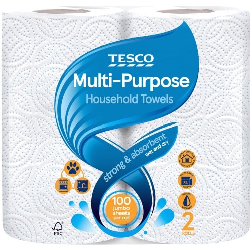 Tesco Multi-Purpose Household Towel 2 Roll