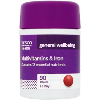 Tesco Multivitamins and Iron Tablets for General Wellbeing (90)