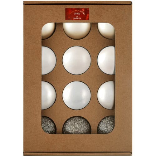 Tesco Neutral Baubles Christmas Decorations