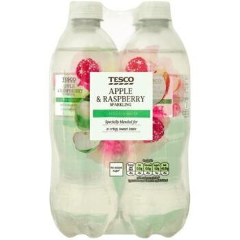 Tesco No Added Sugar Apple & Raspberry Sparkling Flavoured Water (4 x 500ml)