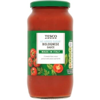 Tesco No Added Sugar Bolognese Pasta Sauce (500g)