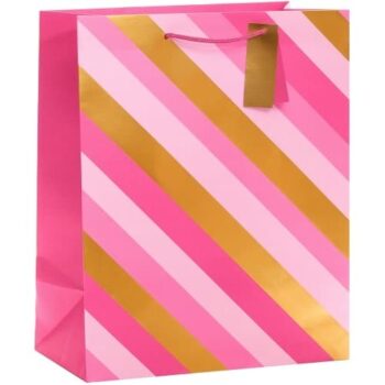 Tesco Pink and Gold Striped Large Bag