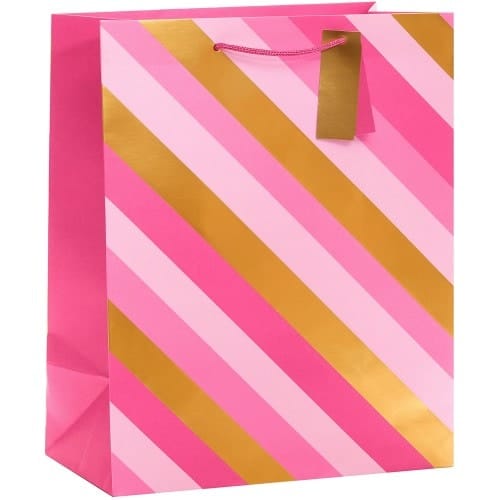 Tesco Pink and Gold Striped Large Bag